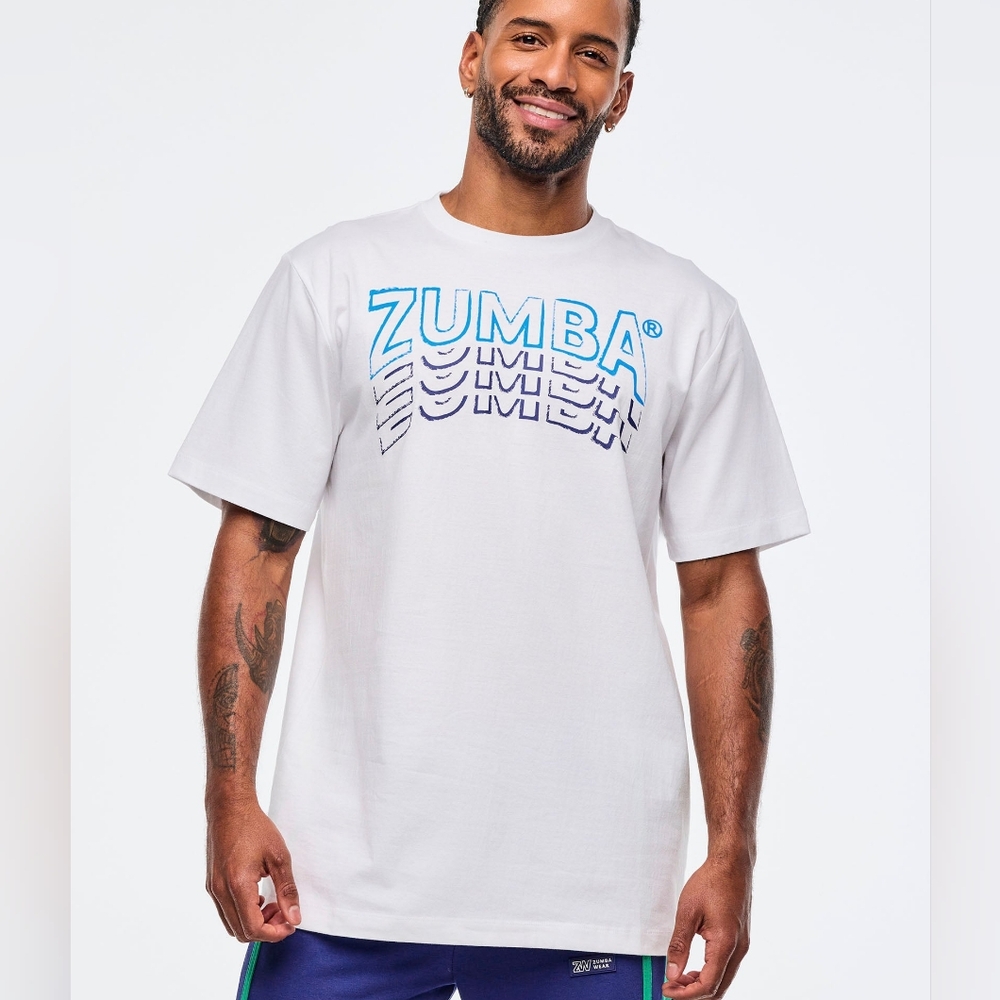 Zumba Fitness ZUMBA White and Blue Men's Tee - One Size